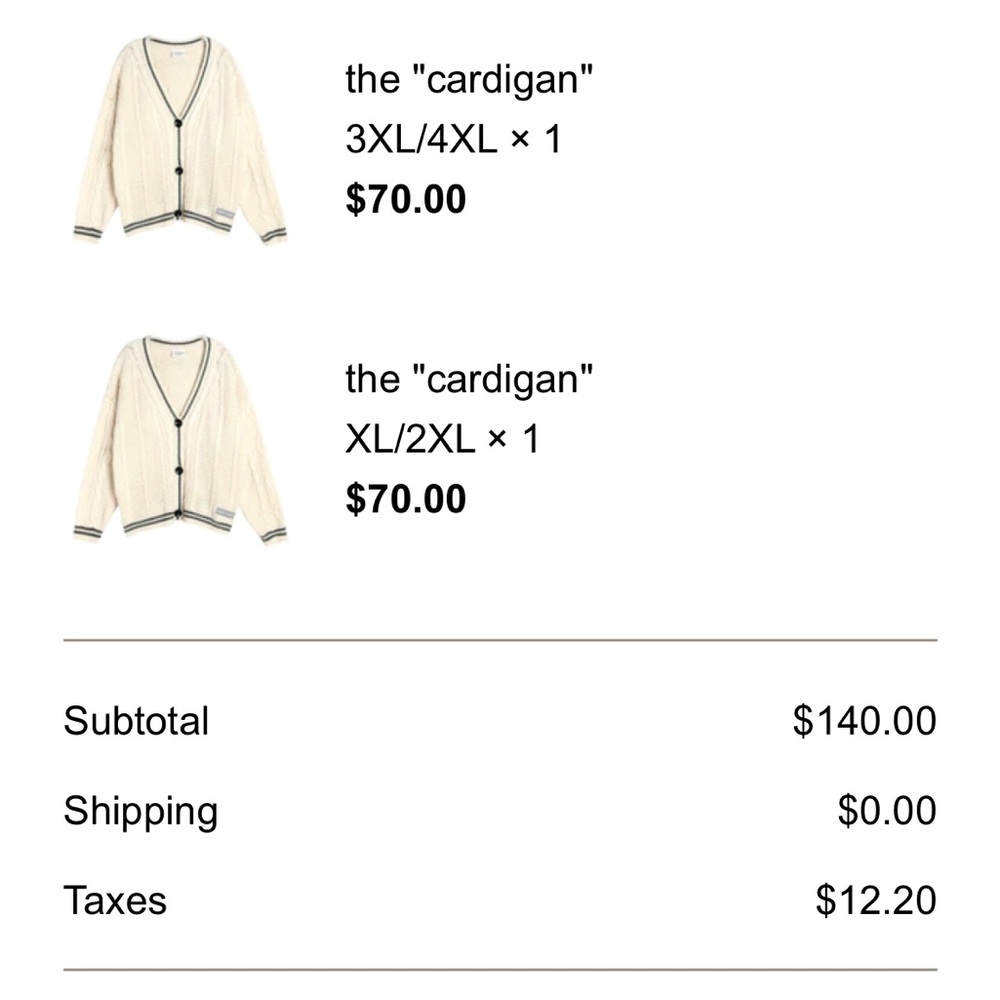Taylor Swift The Cardigan 3X/4X